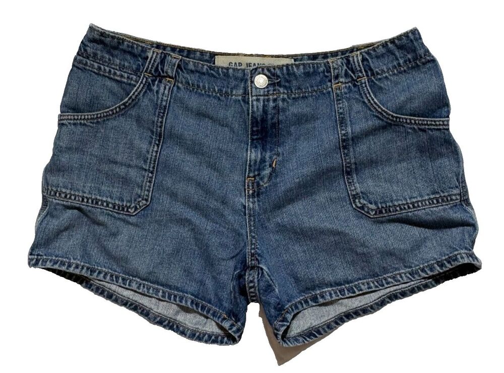 Gap Kelly Shorts Womens 10 Denim Y2K Utility Patch Pocket Carpenter Vintage 2001